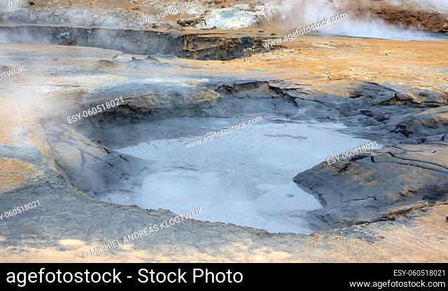 Boiling mudpool in Hverir, Namafjall in northern Iceland (Krafla area)