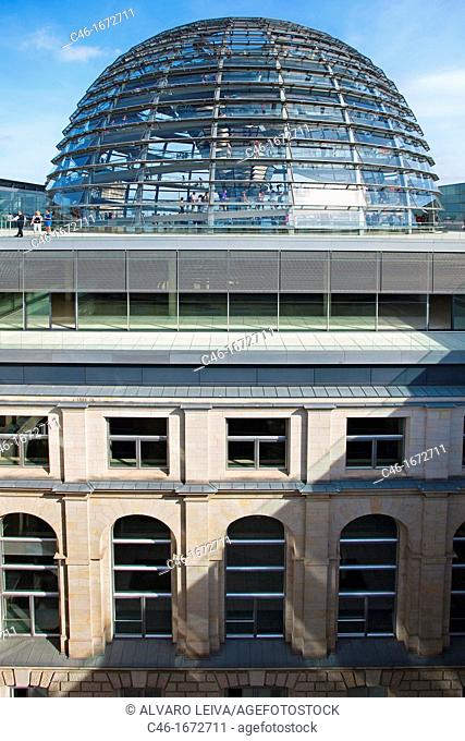 Reichstag, Bundestag glass dome German Parlement since 1999 by the architect Sir Norman Foster, Berlin, Germany