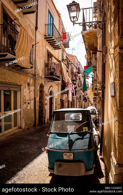 House, town, laundry, Cefalu, Sicily, Italy