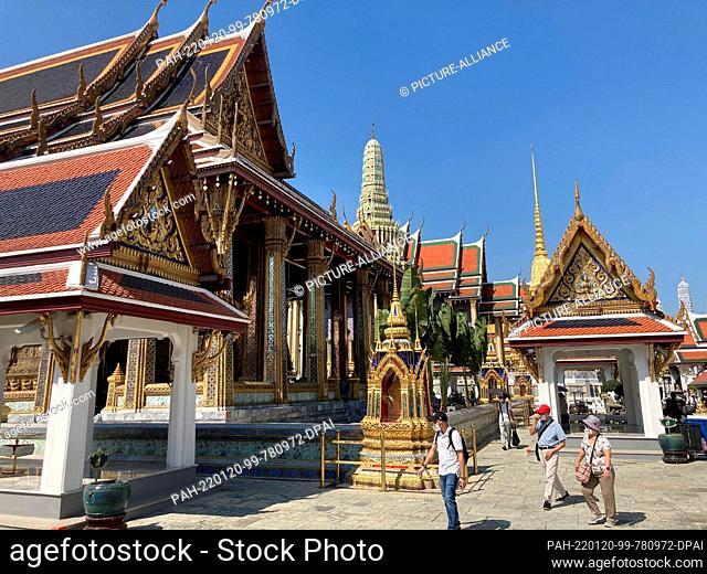 10 January 2022, Thailand, Bangkok: The Grand Palace in Bangkok, one of the main sights of the Thai capital. Currently, the magnificent grounds are almost...