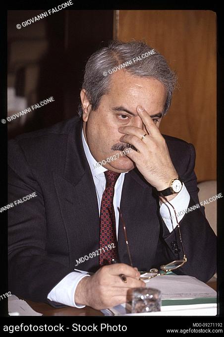 Portrait of Italian magistrate Giovanni Falcone. Rome (Italy), 1990s