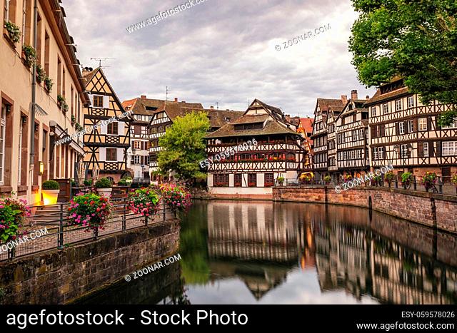 Strasbourg France, Colorful Half Timber House city skyline