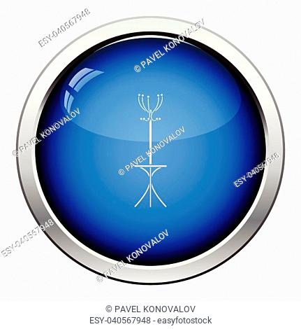 Office coat stand icon. Glossy button design. Vector illustration