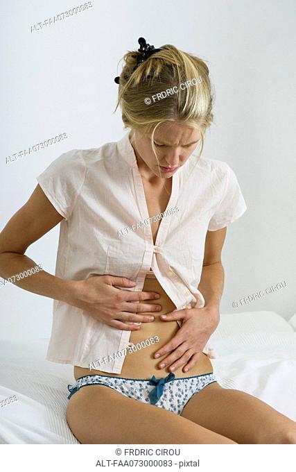 Woman with stomachache