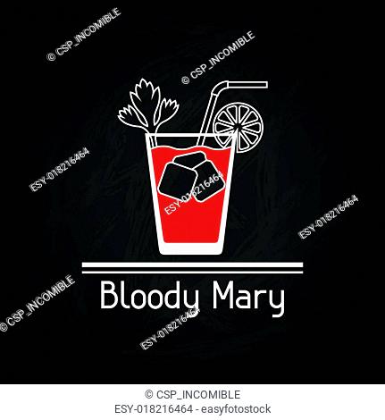 Illustration with glass of bloody mary for menu cover