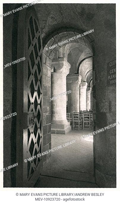 St John's Chapel in the White Tower, Tower of London -- view through the west doorway showing the south arcade. The chapel dates from the time of William the...