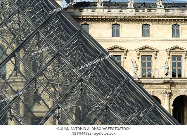 Louvre Museum. Ming Pei’s Pyramide side. Paris, France