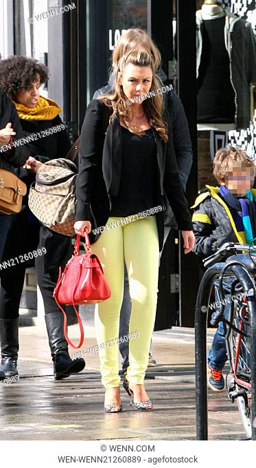 Michelle Heaton and Hugh Hanley arrive with their children Faith and Aaron Jay to the opening of children's hair salon Bella and Beau Featuring: Michelle Heaton...