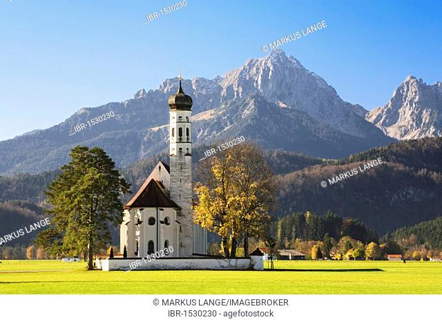 St. Coloman Church near Schwangau, Ostallgaeu, Bavaria, Germany, Europe