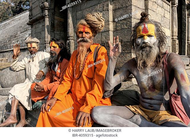 Sadhus, ascetics, holy men, Pashupatinath, Kathmandu, Nepal