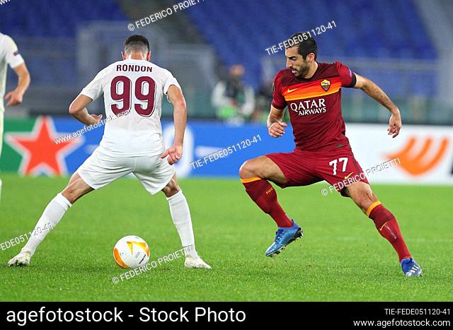 Henrikh Mkhitaryan (AS Roma), Mario Rondon (Cluj) during the match , Rome, ITALY-05-11-2020