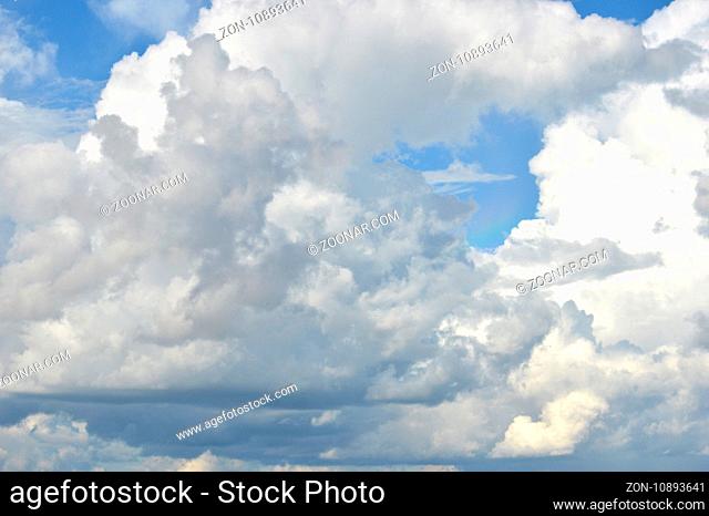 expanse of clouds in the blue sky
