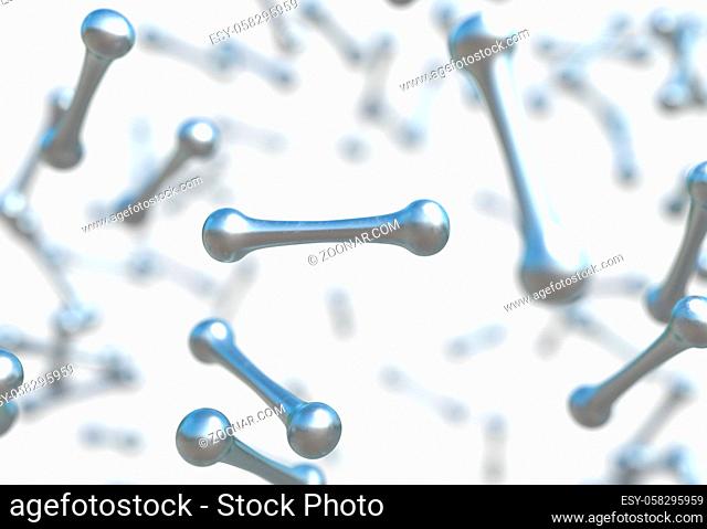 3D rendered glossy molecules on white background