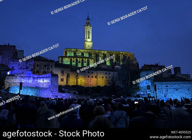 Video mapping in the church of Sant Joan during the 2022 Valls Decennial Festival, in honor of the Virgin of the Candlemas in Valls (Tarragona, Catalonia