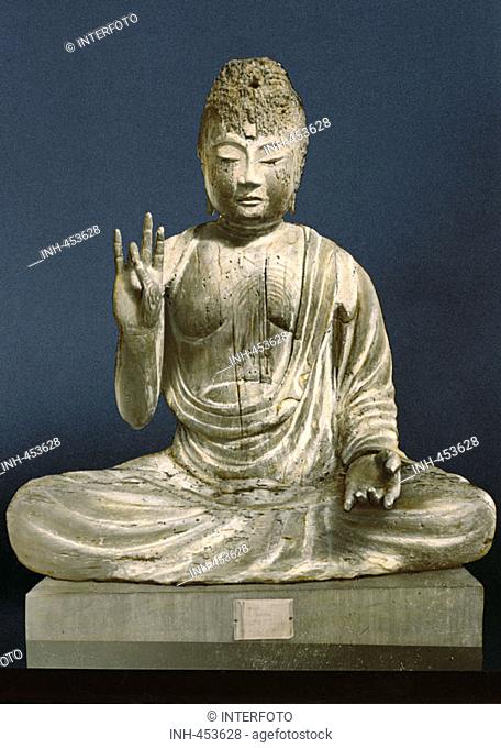 Buddha (Prinz Siddharta Gautama) um 560 - um 480 v.Chr, ind. Religionsstifter (Buddhismus) Holzplastik 'lehrender Buddha', späte Heian-Zeit, Japan 784 - 1185