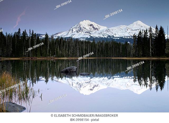 Scott Lake with Three Sisters, Eugene, Oregon, United States