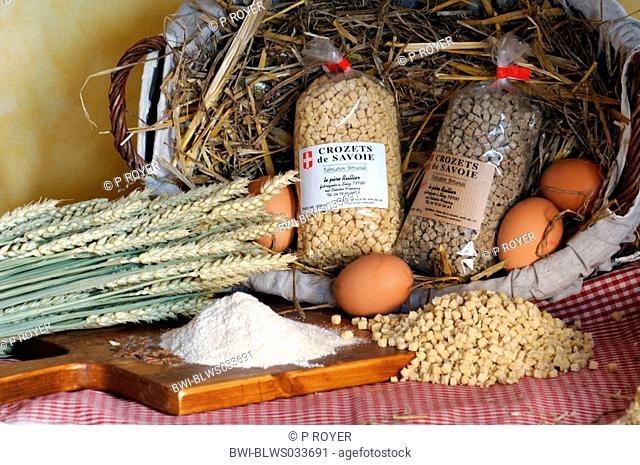 ingredients for Crozets, a Savoie delicacy, France, Savoie
