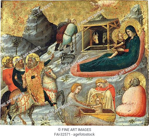 The Nativity and other Episodes from the Childhood of Christ by Pietro da Rimini (active ca 1330)/Tempera on panel/Gothic/ca 1330/Italy