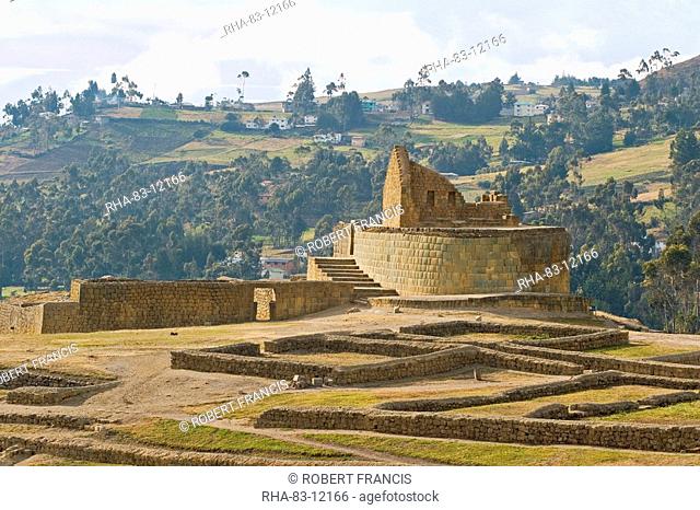 Ceremonial Plaza and the unique elliptical structure of the Temple of the Sun, which exhibits classic Inca mortar-less stonework