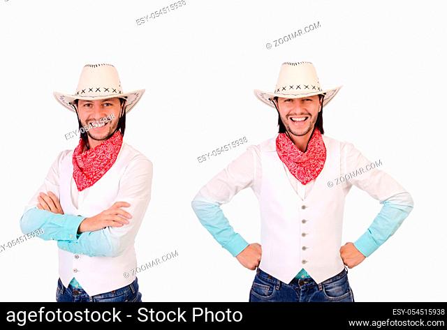 The cowboy isolated on the white background