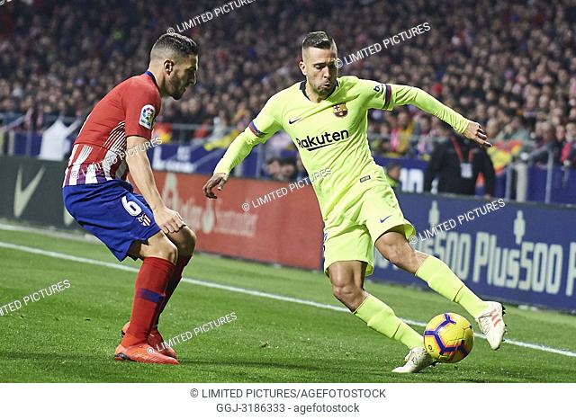 Jordi Alba (defender; Barcelona) before La Liga match between Atletico de Madrid and F.C. Barcelona at Wanda Metropolitano on November 24, 2018 in Madrid, Spain