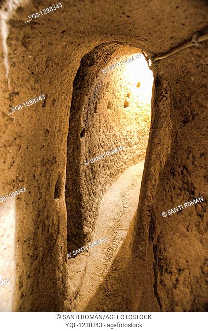 An underground room, underground city of kaymakli, Cappadocia, Anatolia, Turkey