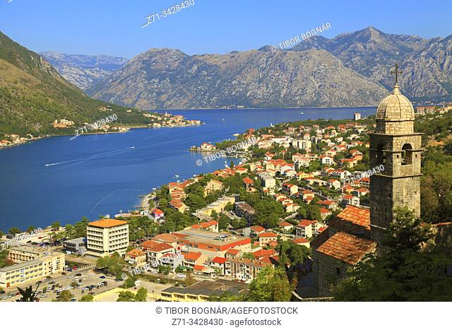 Montenegro, Kotor, Bay of Kotor, aerial view, Our Lady of Health church