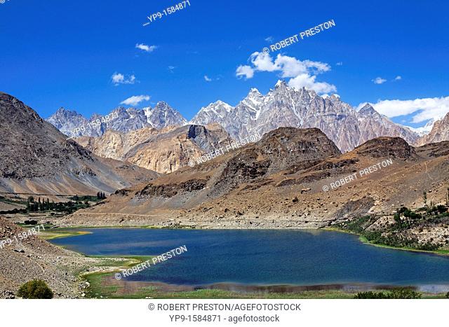 Borith Lake and mountains, Passu, Hunza Valley, Karakorum, Pakistan
