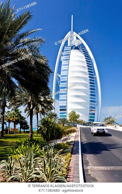 The Burj Al Arab Hotel on Jumeirah beach in Dubai, UAE