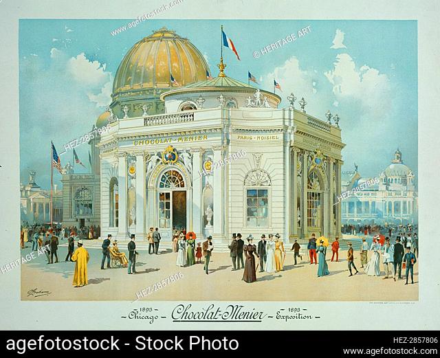 Chocolate-Menier Pavilion, World's Columbian Exposition, Chicago, Illinois, Perspective View, 1893. Creator: Peter Joseph Weber