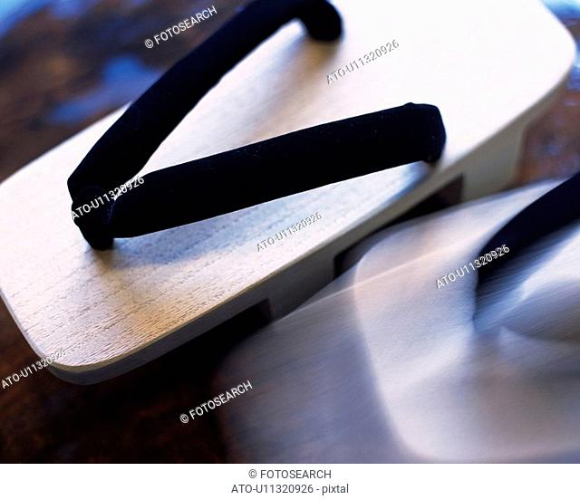 Japanese sandals, high angle view, close up, Japan, differential focus, blurred motion