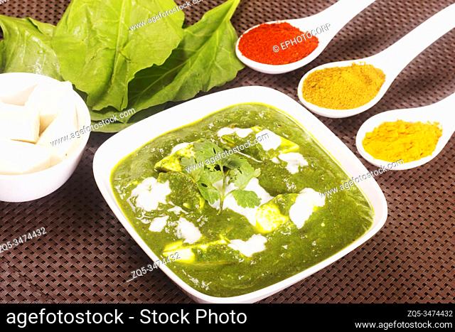 Palak Paneer, popular Indian dish made with spinach and cottage cheese