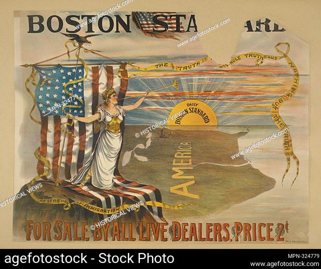 Boston standard. Newspaper posters. Date Issued: 1893 - 1897 (Approximate). Flags - American Sunrises & sunsets. Posters. Text. English