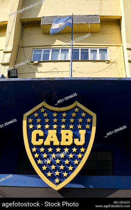 The Bombonera football stadium of club Boca Juniors at the Boca old Italian quarter of Buenos Aires, Argentina