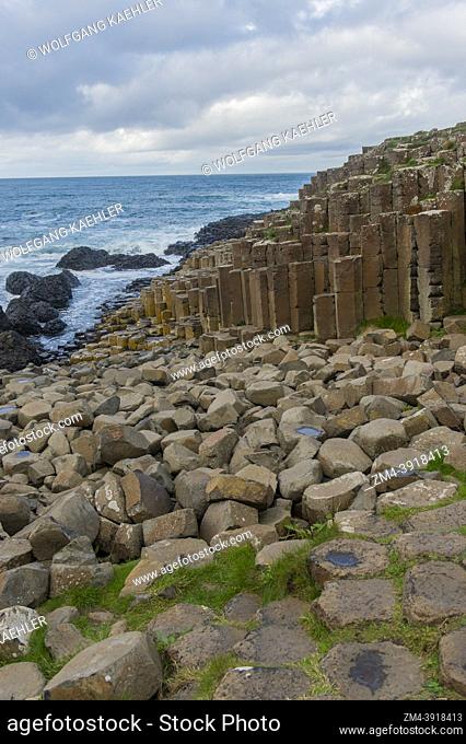Basalt columns of the Giants Causeway, a UNESCO World Heritage Site, near Bushmills and Portrush on North Antrim Coast, County Antrim, Northern Ireland