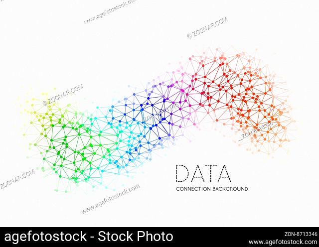 Abstract polygonal space low poly colorful background with connecting dots and lines. Connection structure. Vector science background