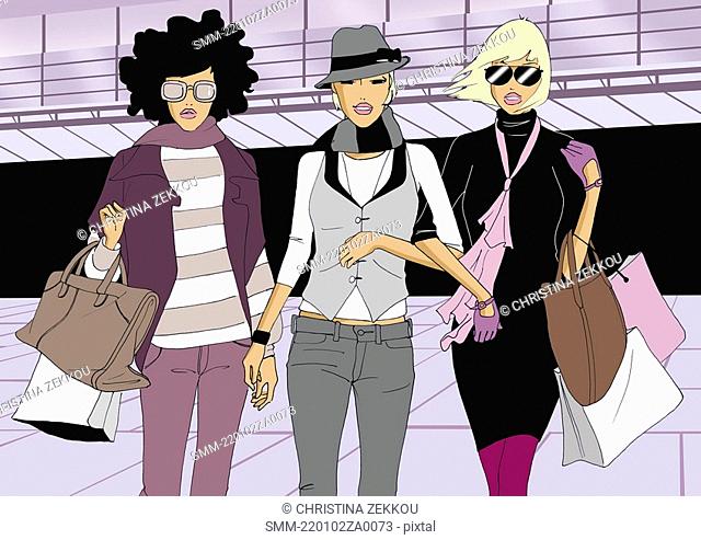 Three women shopping together