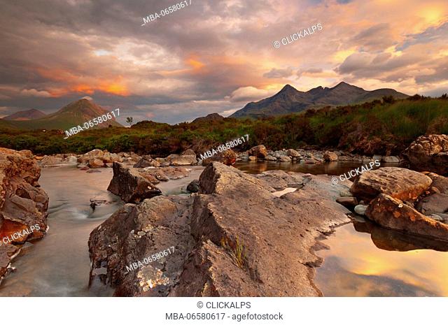Europe, Scotland, Skye Island - Sligachan at sunset