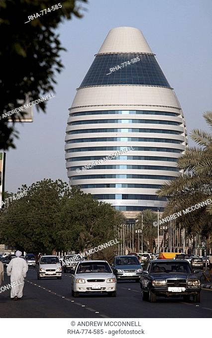 The 5-star Boji Al-Fateh Hotel Libyan Hotel, designed to represent a sail, Khartoum, Sudan, Africa