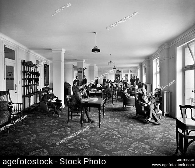 YMCA CENTRAL BUILDING, Exeter Hall, Strand, London. An interior view of the reading room in the YMCA's headquarters. The site of Exeter Hall is now occupied by...