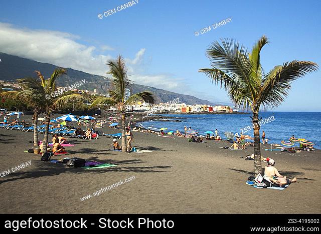 View of the Jardin Beach-Playa Jardin, Puerto De La Cruz , Tenerife, Canary Islands, Spain, Europe