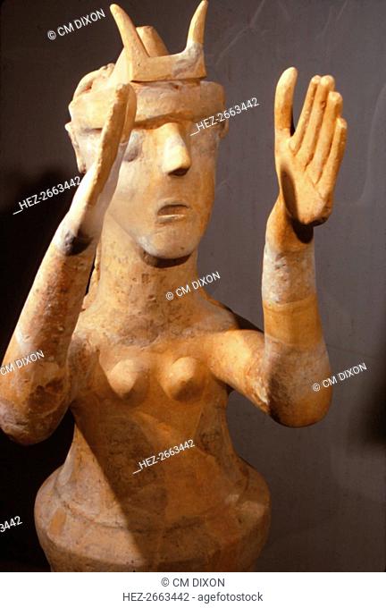 Terracotta Goddess from shrine at Karphi, Lassithi, Crete, c12th century BC Artist: Unknown