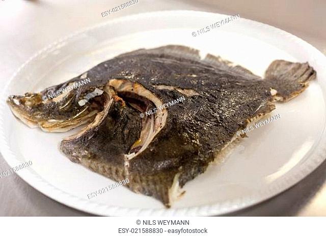frischer steinbutt fisch in der restaurant küche