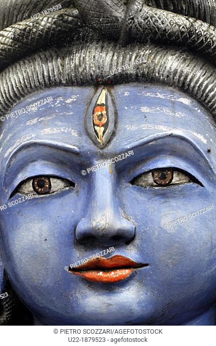 Mauritius, Shiva’s statue at the Hindu temple of the Grand Basssin