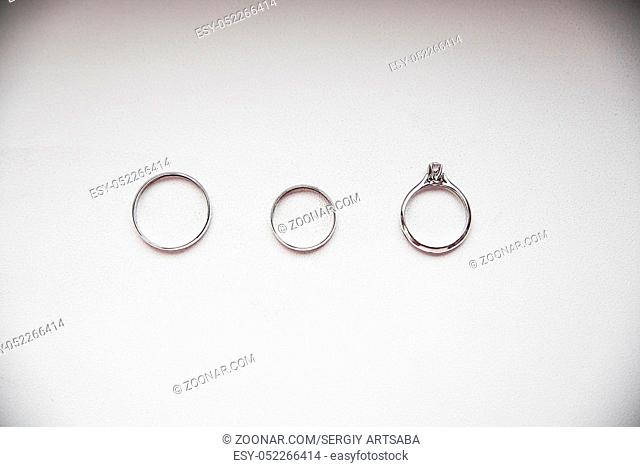 three wedding rings. A Traditional bride decoration