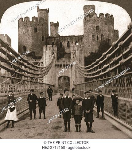 'Conway, Wales, Mediaeval Castle and Bridge', 1901. Creator: Works and Sun Sculpture Studios