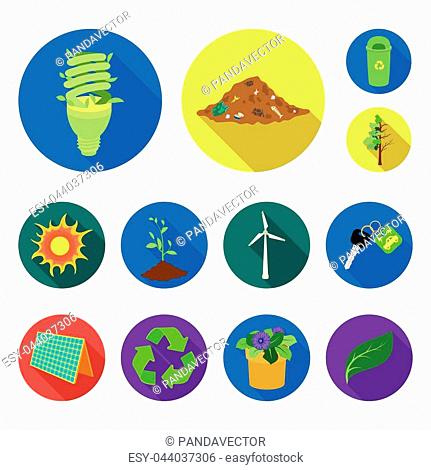 Bio and ecology flat icons in set collection for design. An ecologically pure product vector symbol stock illustration