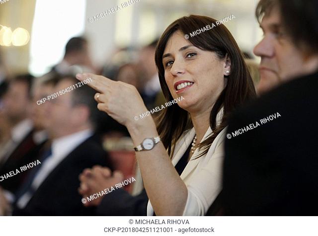 Israeli Deputy Minister of Foreign Affairs Tzipi Hotovely attends the event marking 70 years of State of Israel at Prague Castle, Czech Republic, on Wednesday
