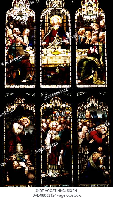 Scenes from the life of Christ, stained-glass window, Saint Giles Cathedral, Edinburgh, Scotland, United Kingdom