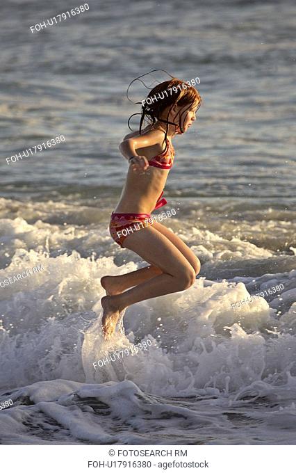 florida, girl, beach, surf, enjoying, young